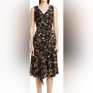 Lafayette 148 Black Floral Silk Dress Size 12